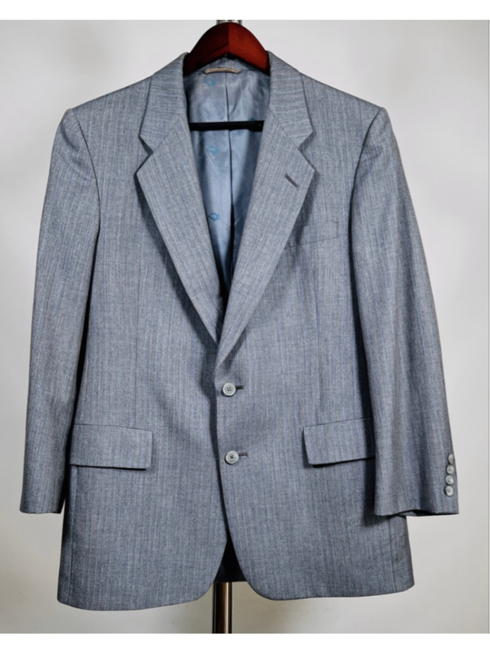 Christian Dior Mens Blazer Gray Blue Pinstripe Sport Coat